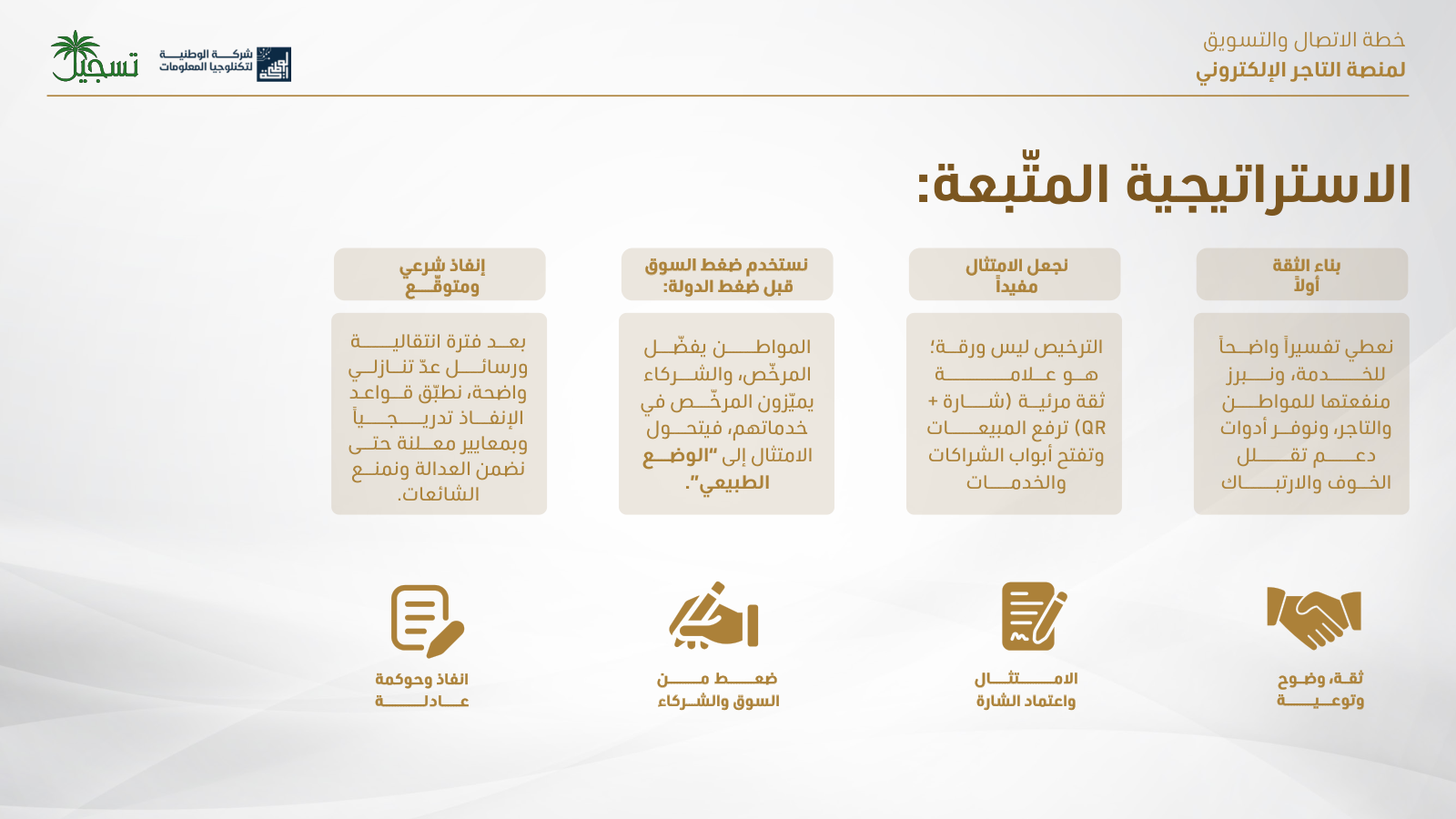 Strategy slide preview for Iraq e-commerce merchant platform communications and adoption work.